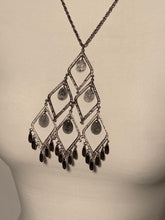 Large Dangling Silver Tone Diamond Hinge 1970s Necklace