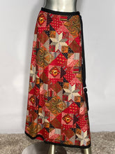 Anne Klein Lion Head Logo 1970s Tassle Belted Maxi Block Patterned Skirt