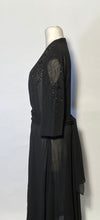 Late 1930s Shear Black Beaded Overlay VNeck Front Tie Back Sz 44