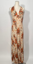1970s Floral 2 Piece Halter Maxi Dress With Tie Front Bolero