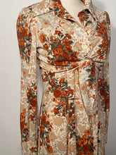 1970s Floral 2 Piece Halter Maxi Dress With Tie Front Bolero
