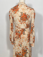 1970s Floral 2 Piece Halter Maxi Dress With Tie Front Bolero