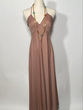 1970s Brown Maxi Dress Double Strap Criss Cross Back