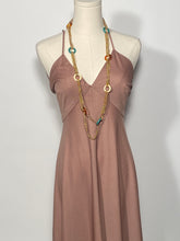 1970s Brown Maxi Dress Double Strap Criss Cross Back