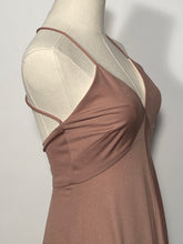 1970s Brown Maxi Dress Double Strap Criss Cross Back