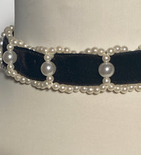 Black Velvet Ribbon & Pearl Choker Necklace