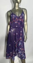 Disco Dress Purple Floral Handkerchief Bottom Disco Dress XS