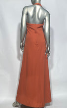 Tri Colored 1970s Halter V Neck Maxi Dress