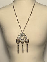 Silver Colored Aztec Design Tassel Necklace