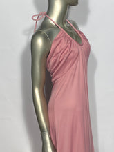 Pink 70s Maxi Spaghetti Halter Tie Back Dress