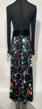 Vintage Italian Black Floral 1970s Maxi Dress No Belt