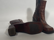 Brown Leather 3.25" Platform Boots Size 40