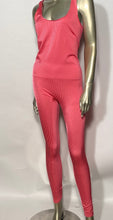 1980s Pink Ribbed Jumpsuit Nylon Lycra Medium
