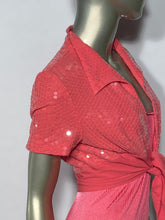 Vintage Sequin Tie Front Bolero Barbie Pink