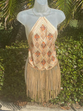 Custom Echo Silk Halter Top With Leather Fringe