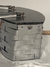 1950s Dorset Rex Silver Metal Rectangular Box Purse With Lucite Top & Handle