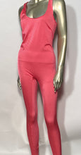 1980s Pink Ribbed Jumpsuit Nylon Lycra Medium