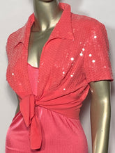 Vintage Sequin Tie Front Bolero Barbie Pink
