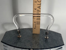 1950s Dorset Rex Silver Metal Rectangular Box Purse With Lucite Top & Handle