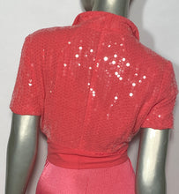 Vintage Sequin Tie Front Bolero Barbie Pink