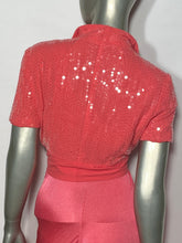 Vintage Sequin Tie Front Bolero Barbie Pink