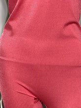 1980s Pink Ribbed Jumpsuit Nylon Lycra Medium