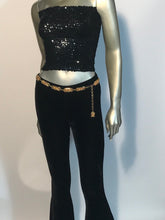 1970s - 80s Goldtone Chain Link Belt Floral Design