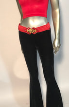 1970s - 1980s Red Elastic Belt Adjustable Wide Band Enamel Flame Buckle