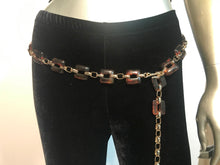 1970s Tortoise Modeled Plastic Gold Chain Belt