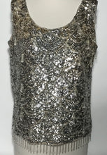 1960s Silver Sequin Beaded Wool Top Size Large