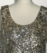1960s Silver Sequin Beaded Wool Top Size Large