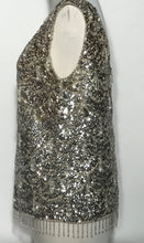1960s Silver Sequin Beaded Wool Top Size Large