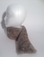 Grey Mink Fur Lined Neck Scarf Wrap