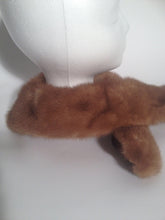 Brown Mink Fur Velvet Lined Neck Scarf Wrap Clamp Closures