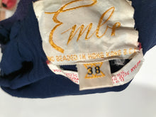 1960s Navy Blue Embe Lambs Wool Hand Beaded Cardigan Size 38