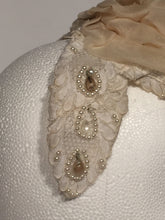 Vintage Wedding Lace Floral Fabric Petal Headband With Crystal & Pearls