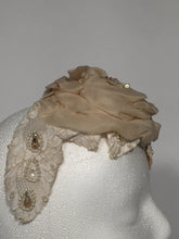 Vintage Wedding Lace Floral Fabric Petal Headband With Crystal & Pearls