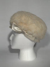 Valerie Modes Vintage 1960s - 1970s Satin Brim & Rabbit Fur Hat
