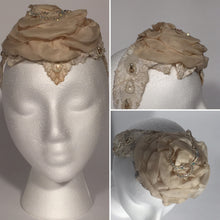 Vintage Wedding Lace Floral Fabric Petal Headband With Crystal & Pearls