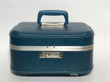 Vintage 1960s JC Penny Vintage Turquoise Blue Train Case Luggage