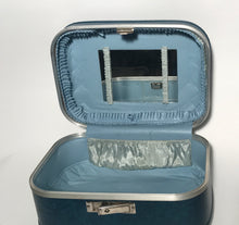 Vintage 1960s JC Penny Vintage Turquoise Blue Train Case Luggage
