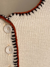 1970s White Sleeveless Button Up Acrylic Knit Vest Top