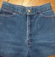1980s Pucci High Waisted Jeans With Pink Stitching 26" Waist