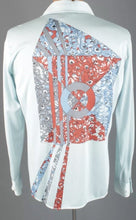 Men's Polyester 1970s Baby Blue Joe Namath Disco Shirt Size Medium
