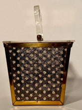 1950s Dorset Rex Square Box Metal Lace Lucite Confetti Glitter Purse Wedding Bag