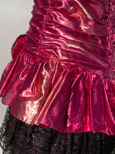 Night Moves 1980s Pink Metallic Strapless Lace Prom Party Dress Jr 13/14