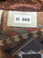 Men's 1970s Brown Abstract Disco Shirt Size Medium