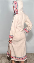 1970s Floral Embroidered Indian 100% Cotton Hippie Hooded Pull Over  Tunic XS