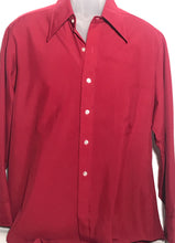 Vintage 1970s Sears Men's Maroon Dress Shirt Size Large RENTAL L933