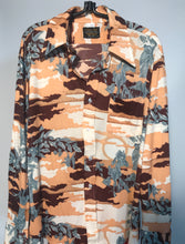 1970s Brown Blue Goddess Men's Disco Shirt Size Large